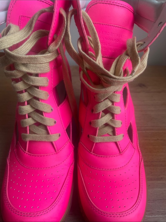 Marc By Marc Jacobs Shoes - Marc by Marc Jacobs Neon Pink High-Top Sneakers with Tan Laces